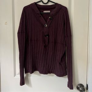 We The Free Long Sleeve Burgundy Shirt